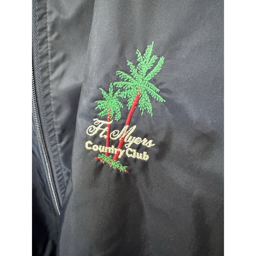 Vintage IZOD Nylon Windbreaker Jacket Ft Myers Country Club Golf Palm Tree L